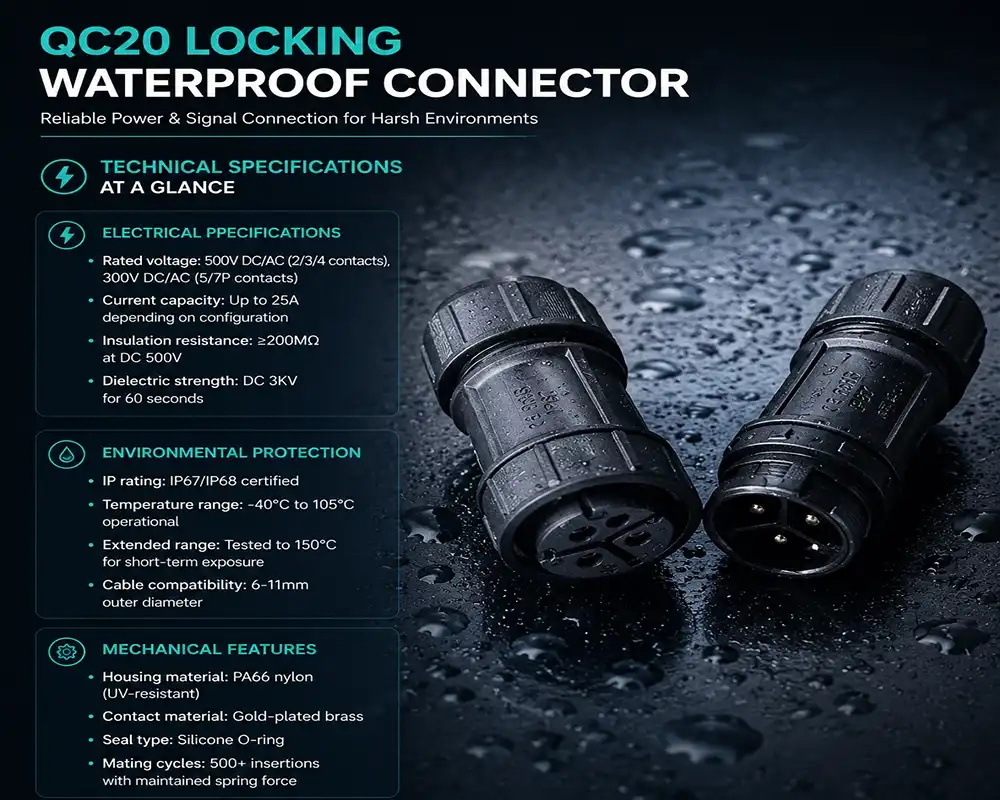 QC20 locking waterproof connector QC20 locking waterproof connector