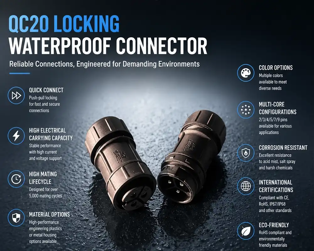QC20 locking waterproof connector advantage QC20 locking waterproof connector advantage