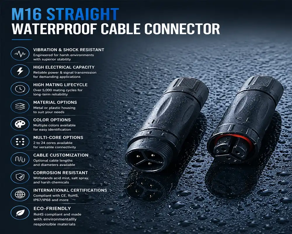 M16 straight waterproof cable connector advantage