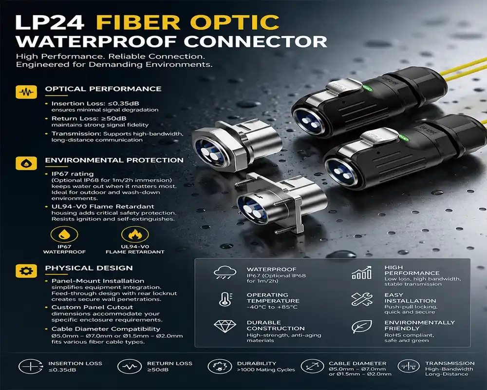 LP24 Fiber Optic Waterproof Connector LP24 Fiber Optic Waterproof Connector