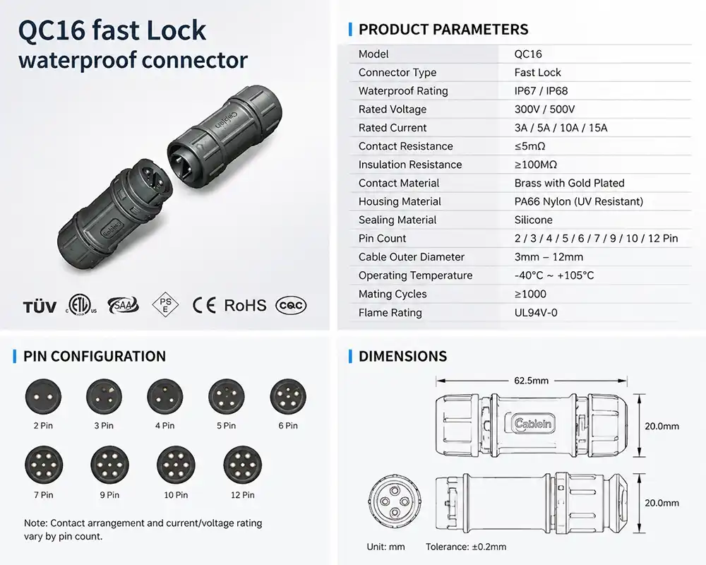 QC16 fast Lock waterproof connector