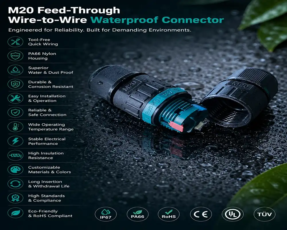 M20 Feed-Through Wire-to-Wire Waterproof Connector advantage M20 Feed-Through Wire-to-Wire Waterproof Connector advantage