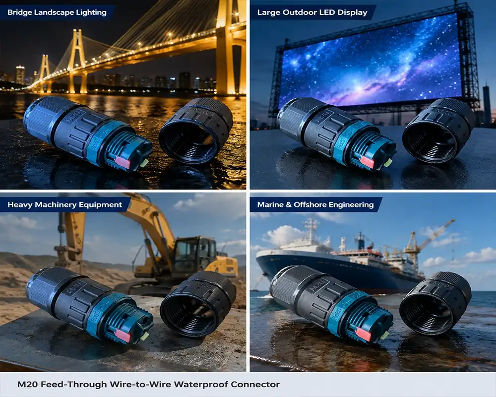 M20 Feed-Through Wire-to-Wire Waterproof Connector application M20 Feed-Through Wire-to-Wire Waterproof Connector application