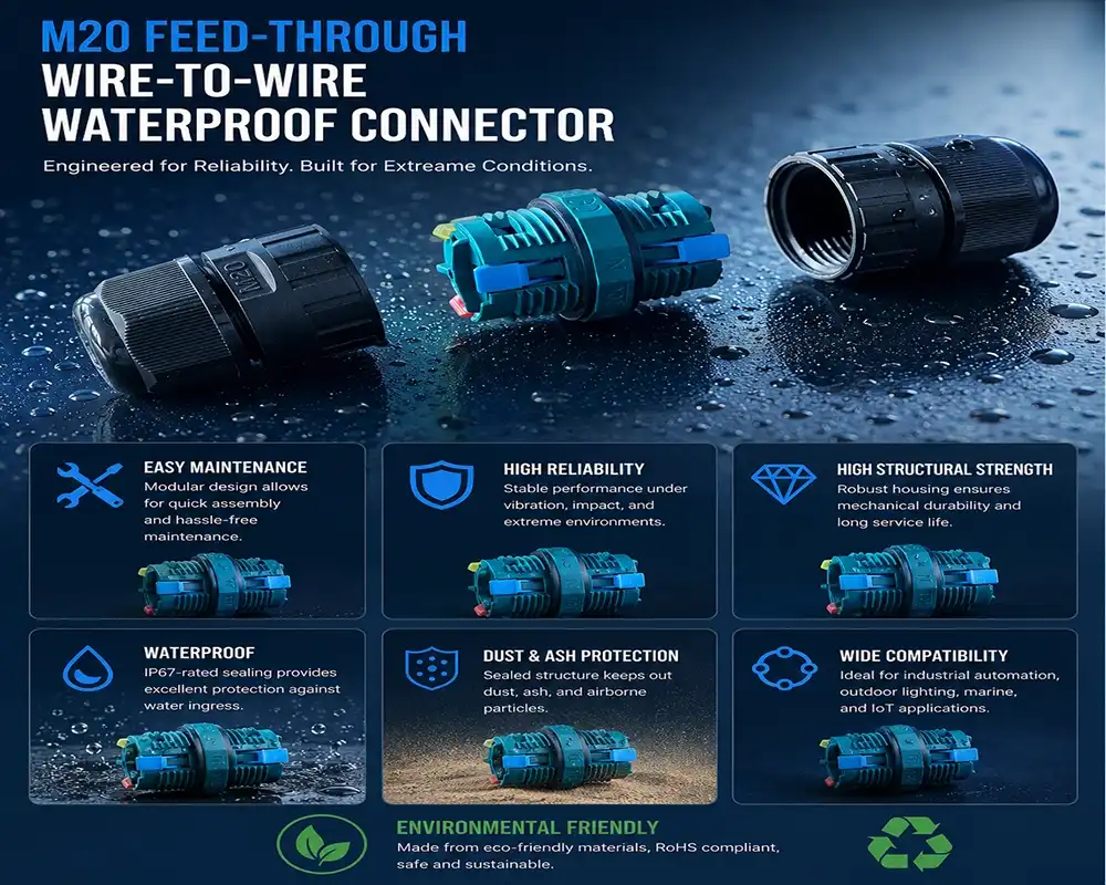 M20 Feed-Through Wire-to-Wire Waterproof Connector advantage M20 Feed-Through Wire-to-Wire Waterproof Connector advantage
