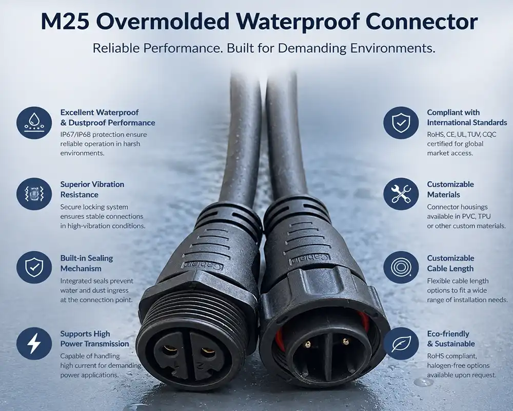M25 overmolded waterproof connector advantage M25 overmolded waterproof connector advantage