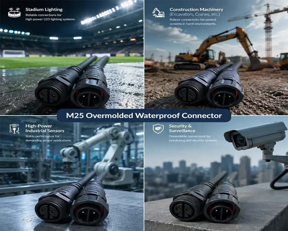 M25 overmolded waterproof connector application