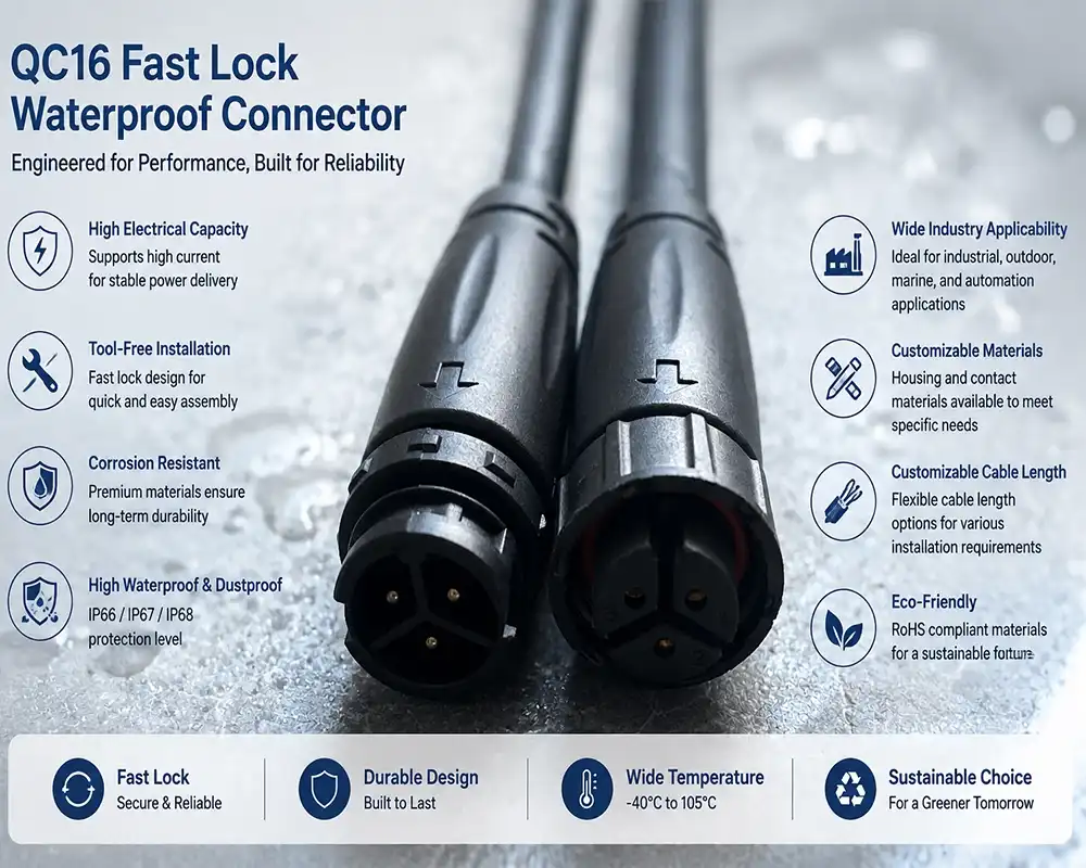 QC16 fast Lock waterproof connector advantage QC16 fast Lock waterproof connector advantage