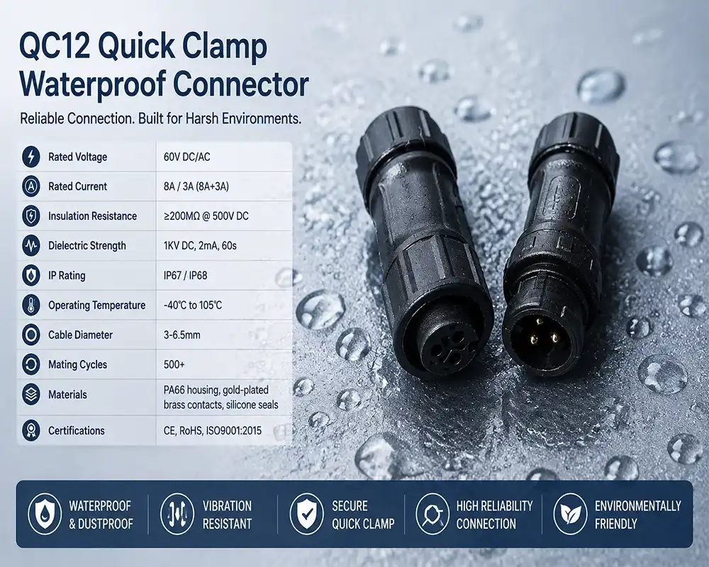 QC12 quick clamp waterproof connector