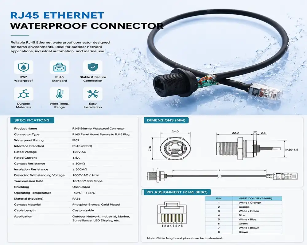 RJ45 Ethernet waterproof connector RJ45 Ethernet waterproof connector