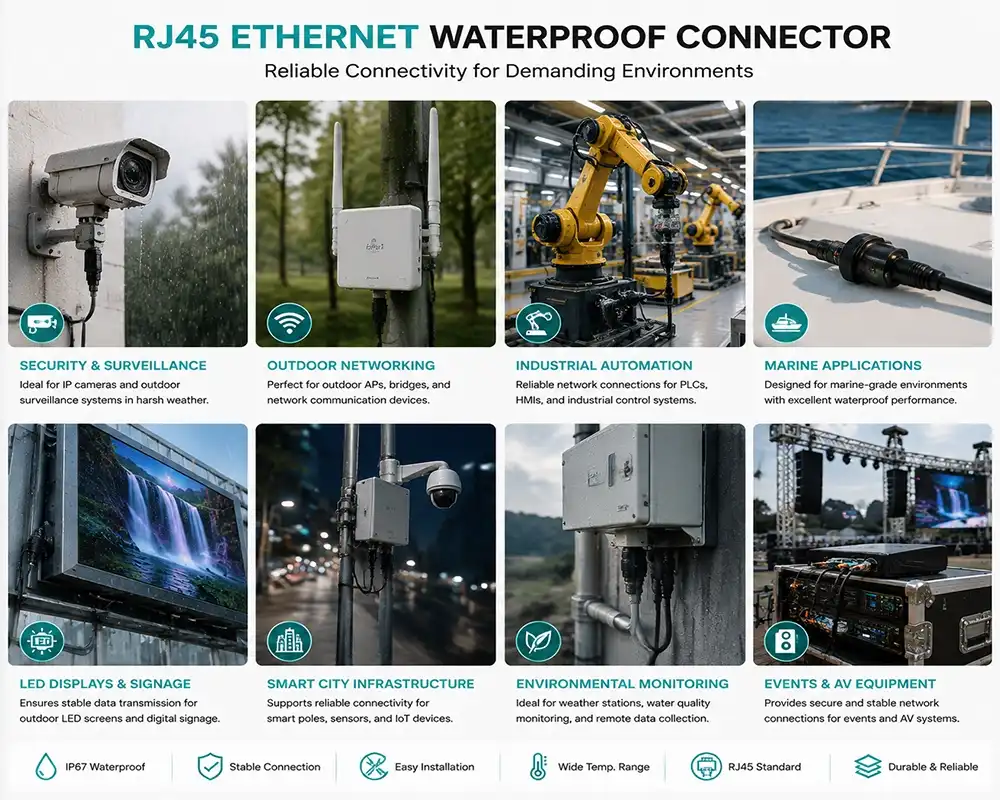 RJ45 Ethernet waterproof connector application RJ45 Ethernet waterproof connector application