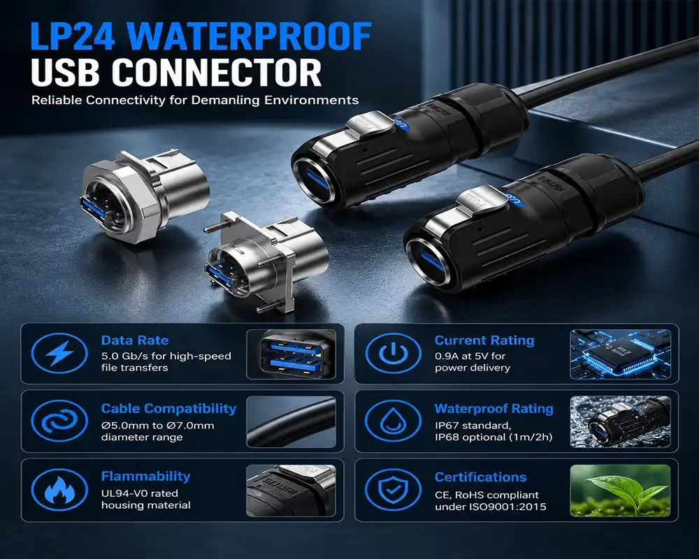 LP24 Waterproof USB Connector LP24 Waterproof USB Connector