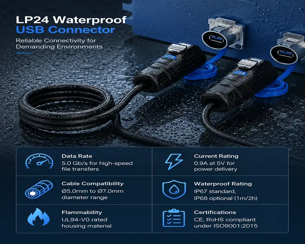 LP24 Waterproof USB Connector LP24 Waterproof USB Connector