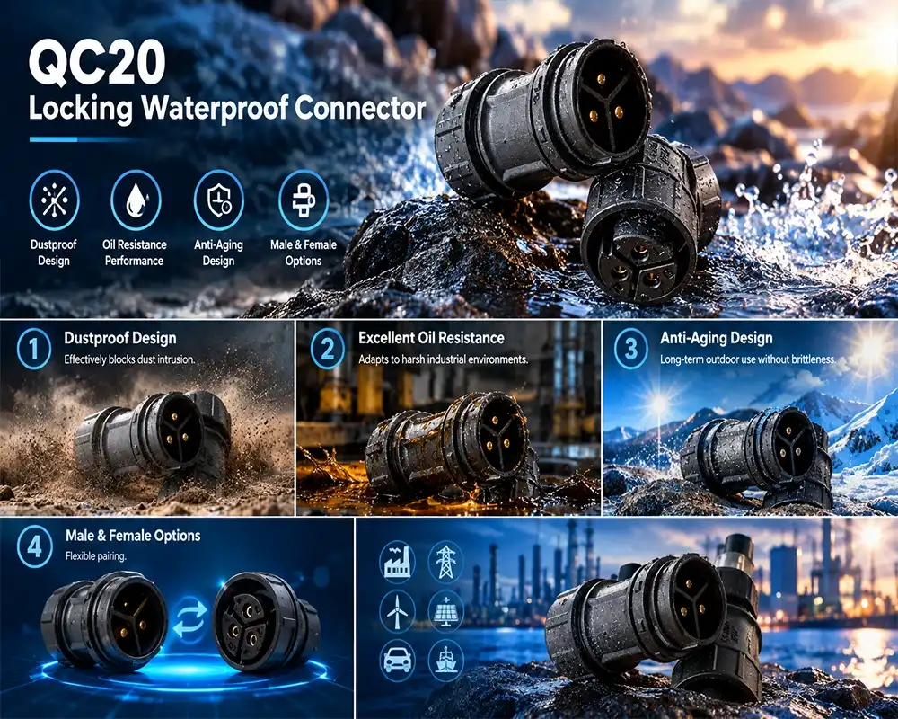 QC20 locking waterproof connector advantage QC20 locking waterproof connector advantage
