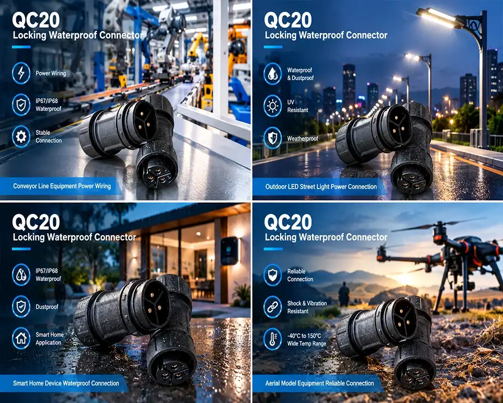 QC20 locking waterproof connector application QC20 locking waterproof connector application