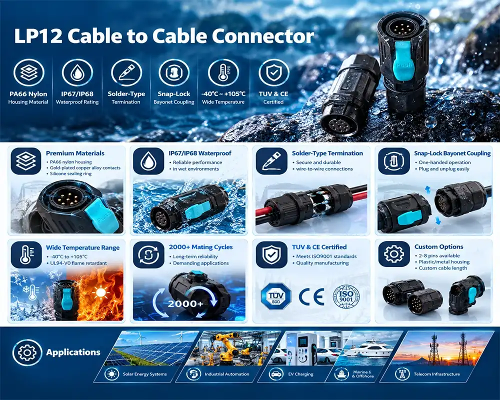 LP12 cable to cable connector