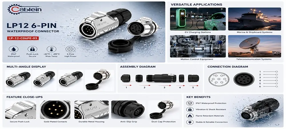 LP12 7-Pin Solder Terminal Metal Connector Product Brief