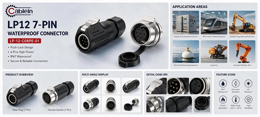 LP12 8-Pin Quick Lock Waterproof Connector Product Brief