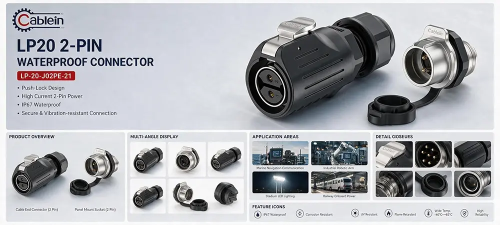LP20 2-Pin Screw Lock Waterproof Connector Product Brief LP20 2-Pin Screw Lock Waterproof Connector Product Brief