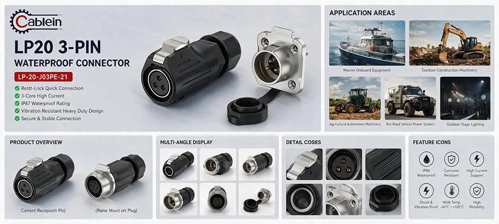 LP20 3-Pin Waterproof Aviation Connector Product Brief LP20 3-Pin Waterproof Aviation Connector Product Brief
