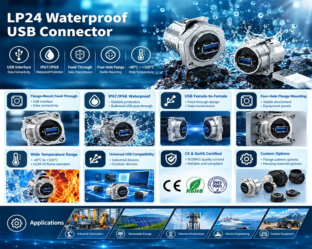 LP24 waterproof USB connector