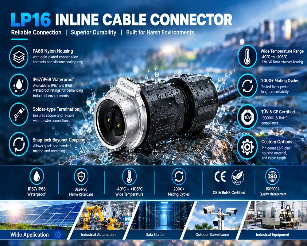 LP16 inline cable connector