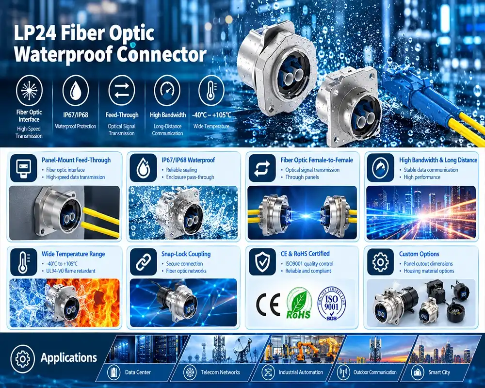 LP24 fiber optic waterproof connector LP24 fiber optic waterproof connector