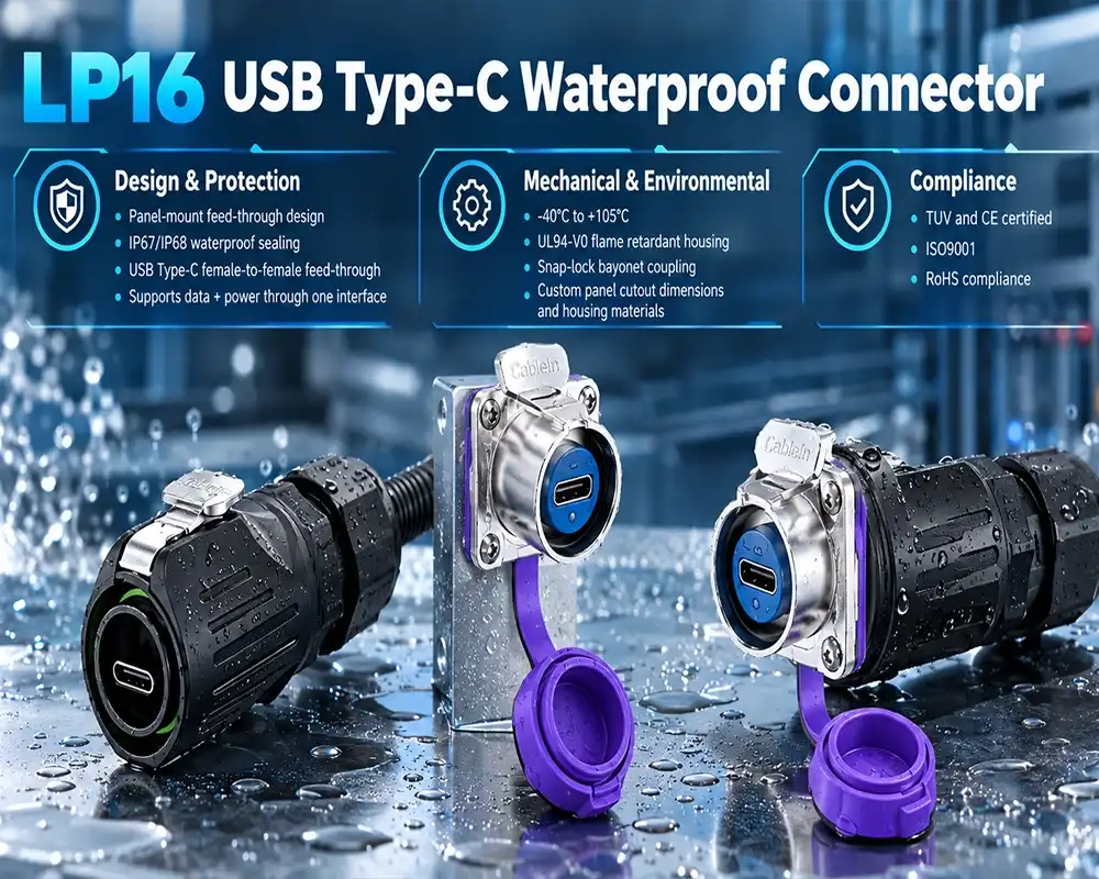 LP16 USB Type-C waterproof connector LP16 USB Type-C waterproof connector