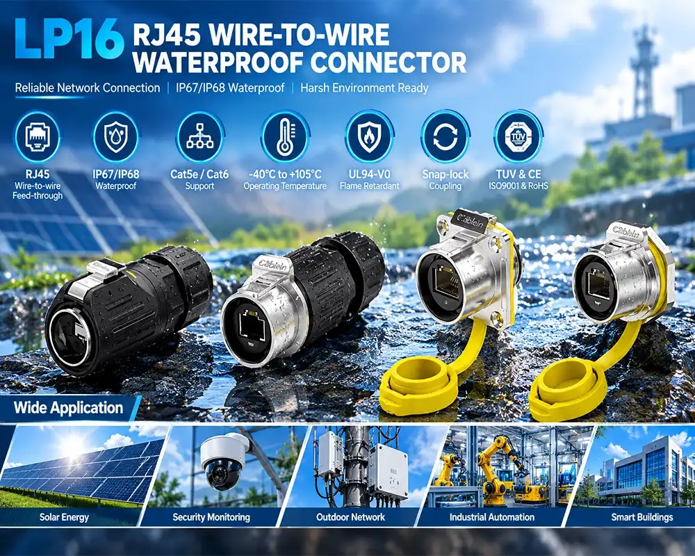 LP16 RJ45 wire-to-wire waterproof connector LP16 RJ45 wire-to-wire waterproof connector