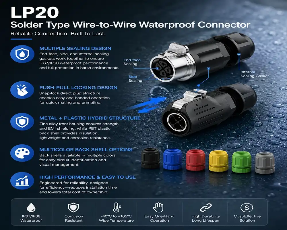 LP20 Solder Type Wire-to-Wire Waterproof Connector advantage