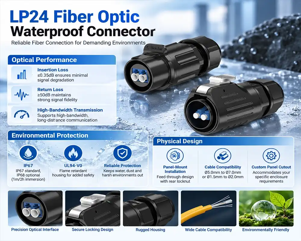 LP24 Fiber Optic Waterproof Connector LP24 Fiber Optic Waterproof Connector
