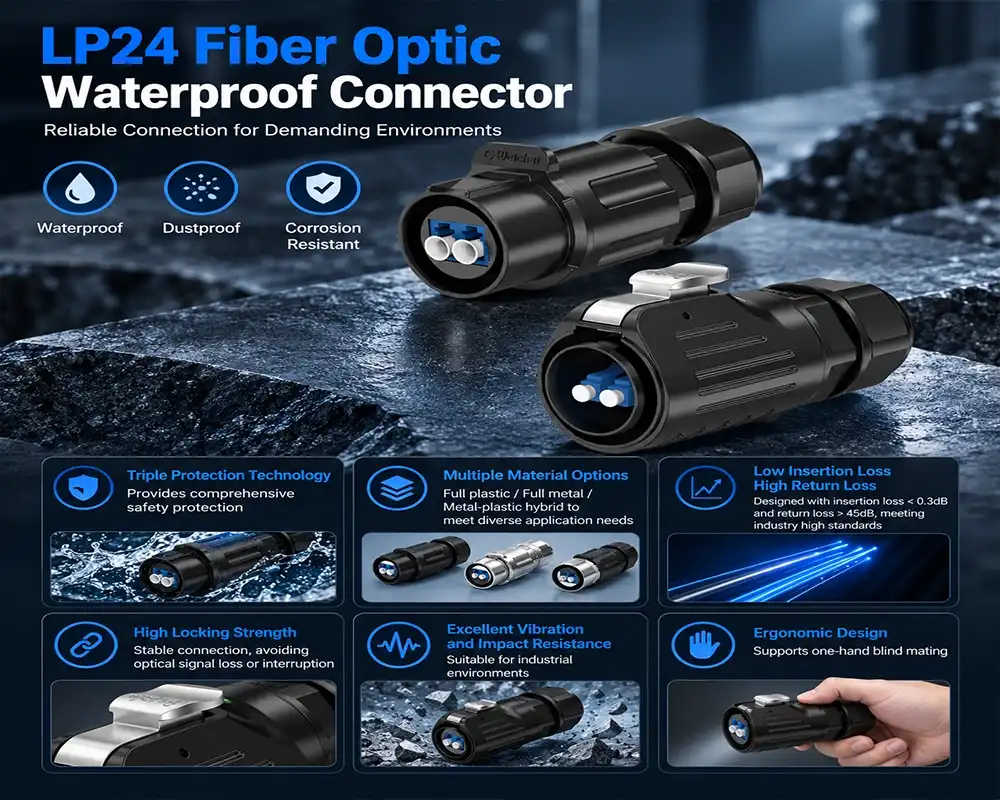 LP24 Fiber Optic Waterproof Connector advantage LP24 Fiber Optic Waterproof Connector advantage