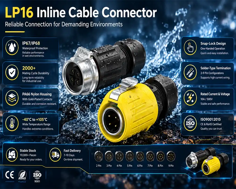 LP16 inline cable connector