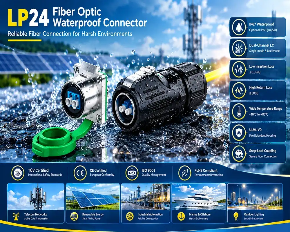 LP24 fiber optic waterproof connector