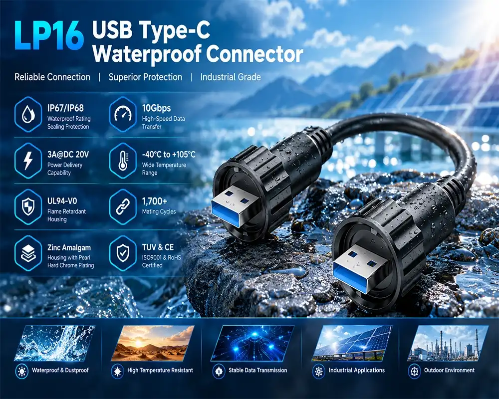 LP16 USB Type-C waterproof connector LP16 USB Type-C waterproof connector
