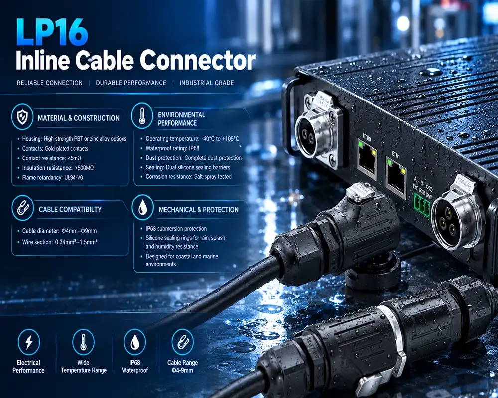 LP16 inline cable connector LP16 inline cable connector