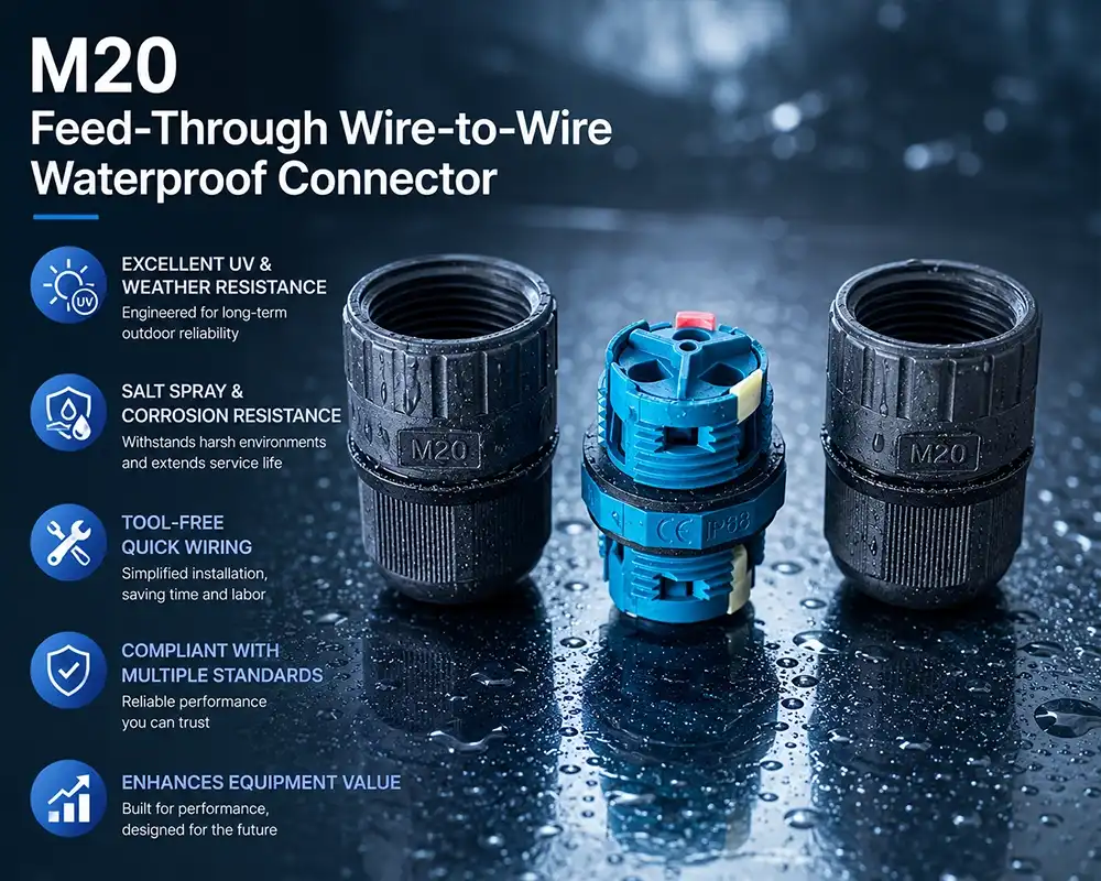M20 Feed-Through Wire-to-Wire Waterproof Connector advantage