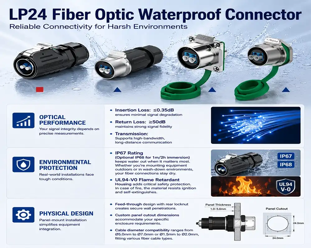 LP24 Fiber Optic Waterproof Connector LP24 Fiber Optic Waterproof Connector