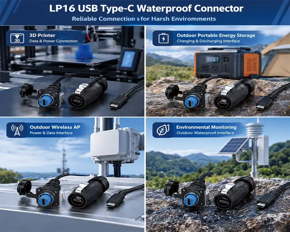 LP16 USB Type-C waterproof connector application LP16 USB Type-C waterproof connector application