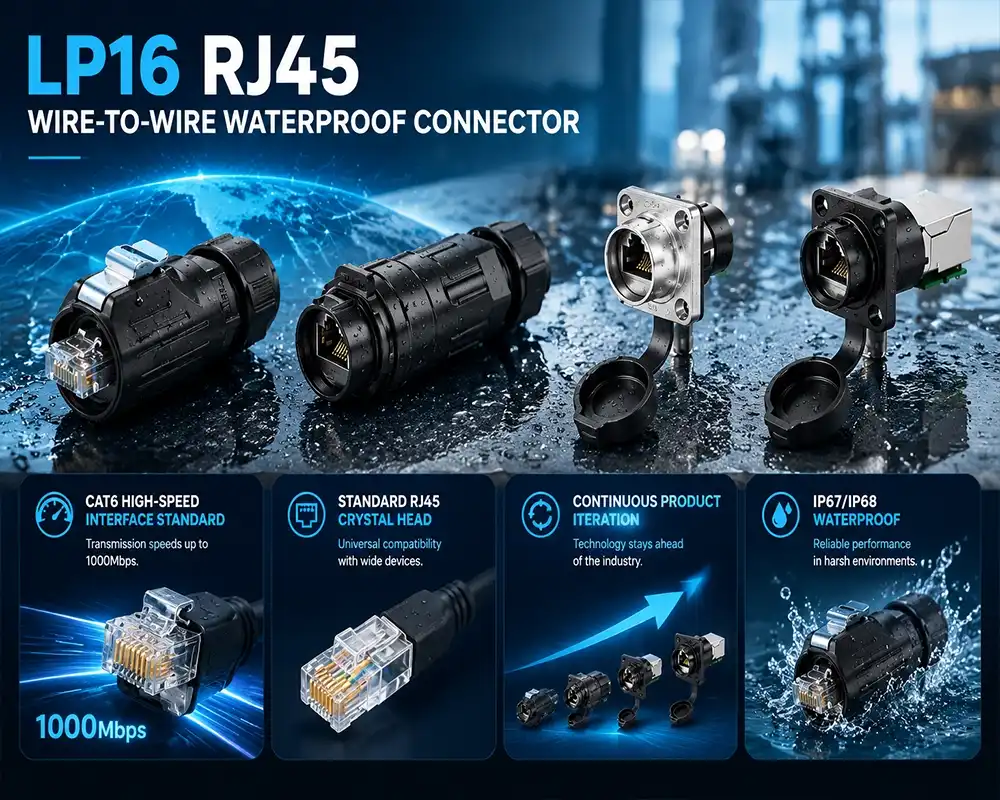 LP16 RJ45 wire-to-wire waterproof connector advantage LP16 RJ45 wire-to-wire waterproof connector advantage