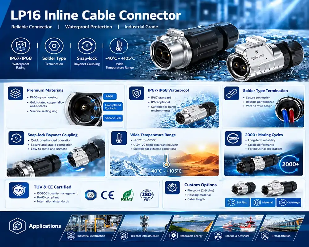 LP16 inline cable connector LP16 inline cable connector