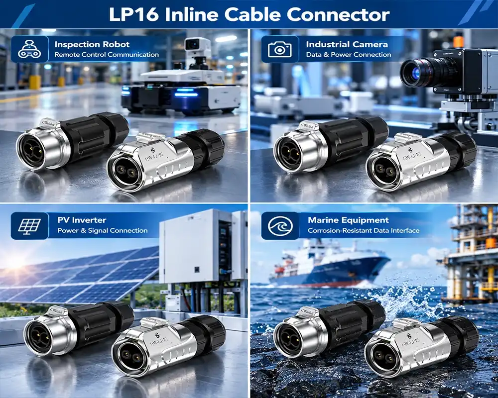 LP16 inline cable connector application LP16 inline cable connector application