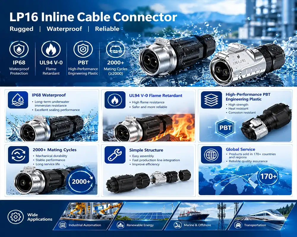 LP16 inline cable connector advantage