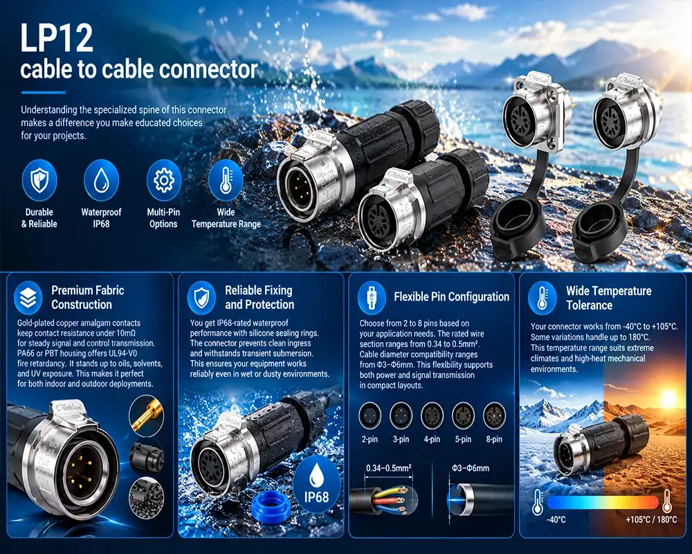 LP12 cable to cable connector LP12 cable to cable connector