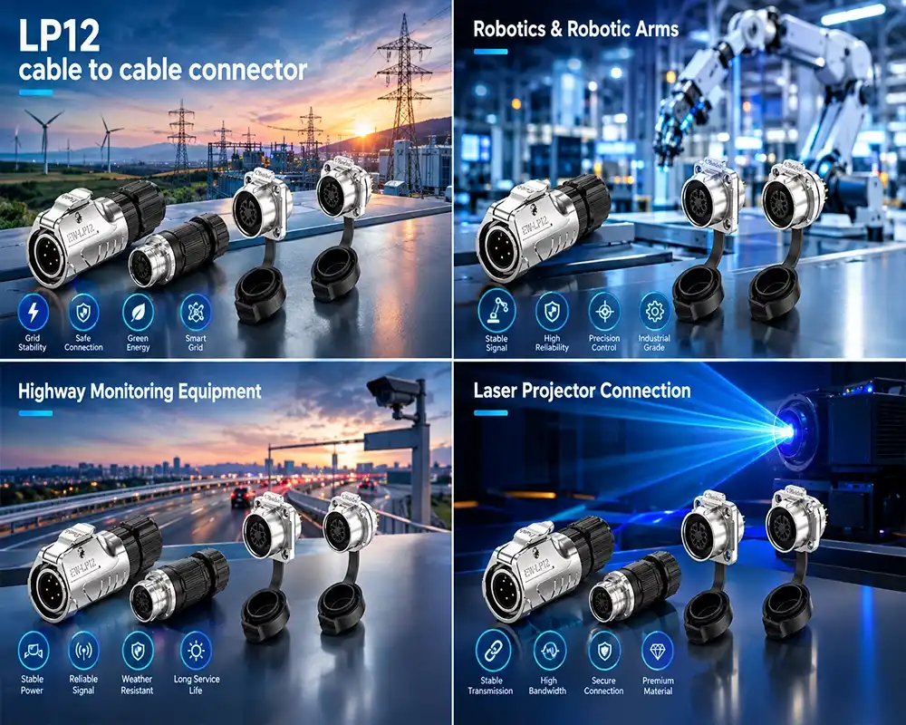 LP12 cable to cable connector application LP12 cable to cable connector application