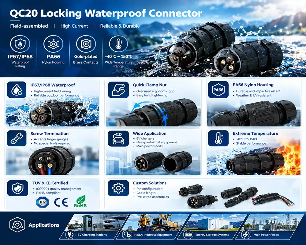 QC20 locking waterproof connector