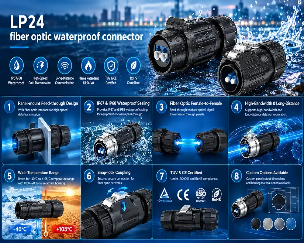 LP24 fiber optic waterproof connector LP24 fiber optic waterproof connector