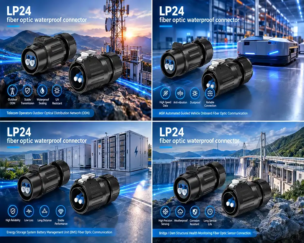 LP24 fiber optic waterproof connector application LP24 fiber optic waterproof connector application