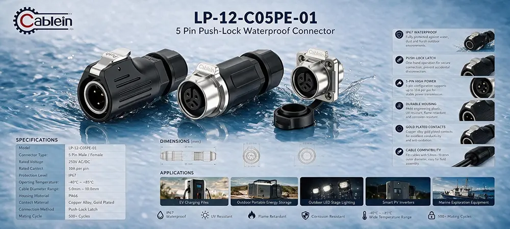 LP12 5-Pin Hybrid Metal Plug Product Brief