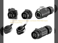 3 Pin Plastic Waterproof Power Connector IP68 PA66 Nylon Metal Circular Plug