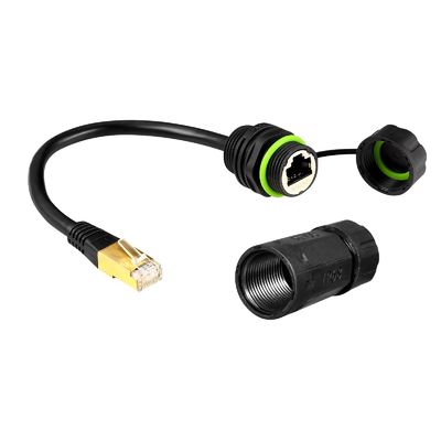 Buy PA66 Nylon M20 RJ45 Waterproof Connector IP68 Zinc Alloy Panel Type With Cable online manufacture